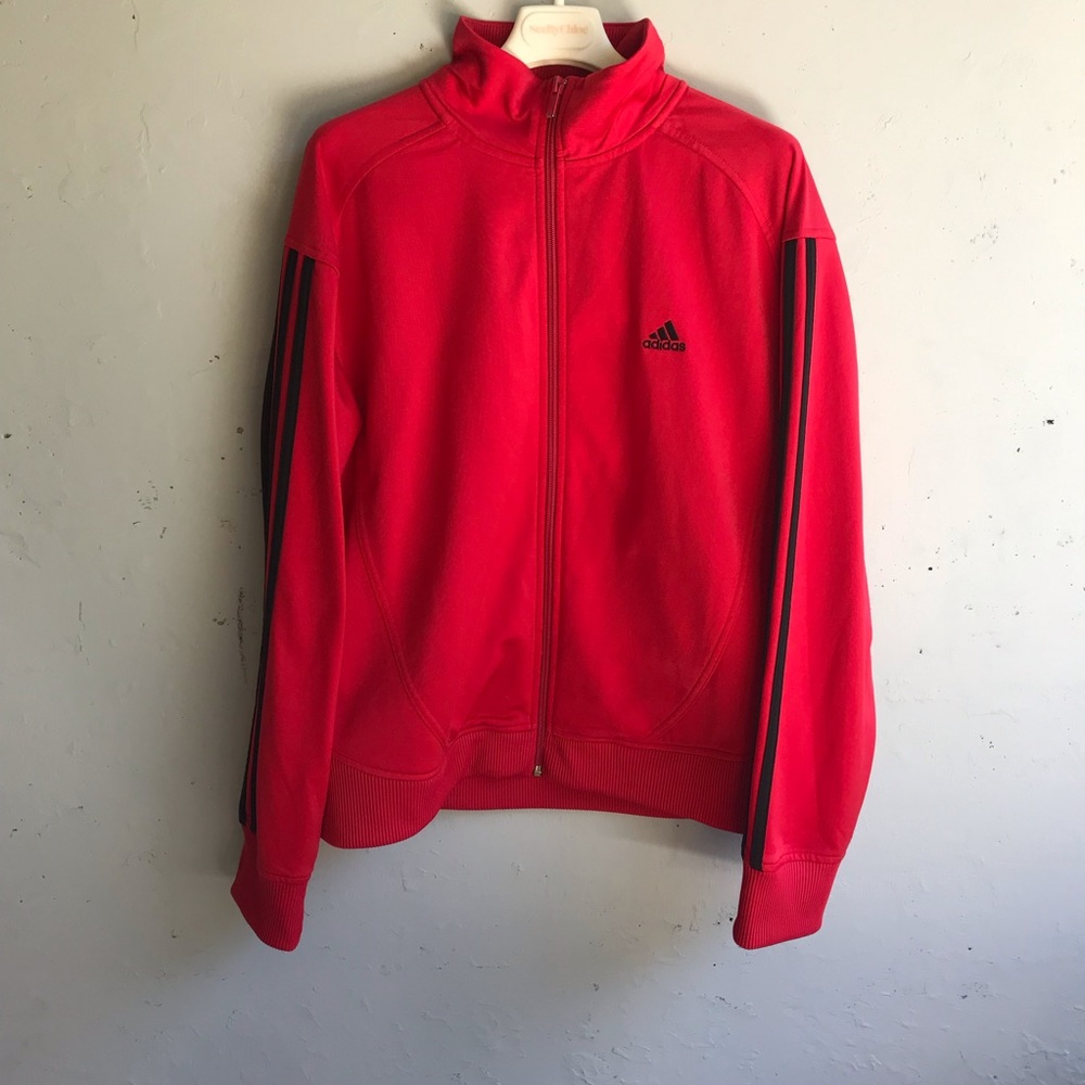 red adidas track suit top
